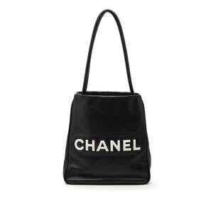 Chanel Camellia Tote Bag Shoulder Black White Leather Women's CHANEL